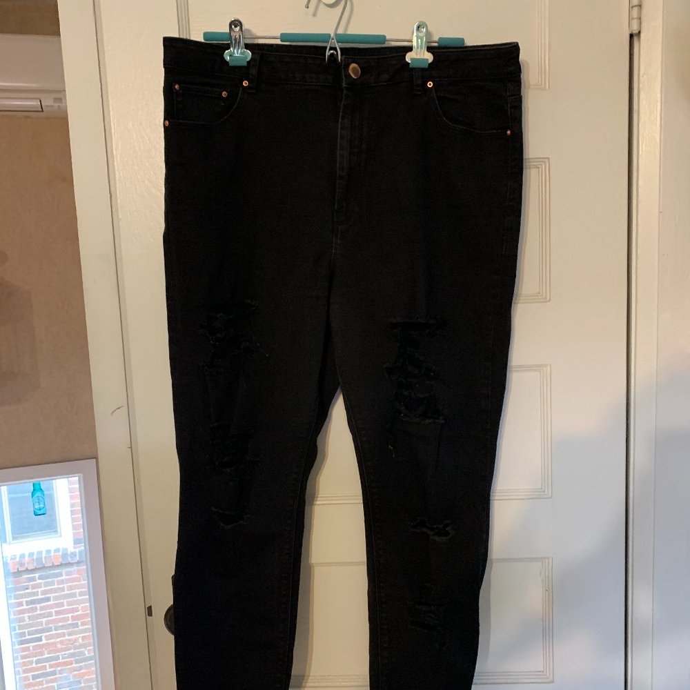 Asos Curve High Rise Ripped Skinny Jeans - Picture 2 of 9